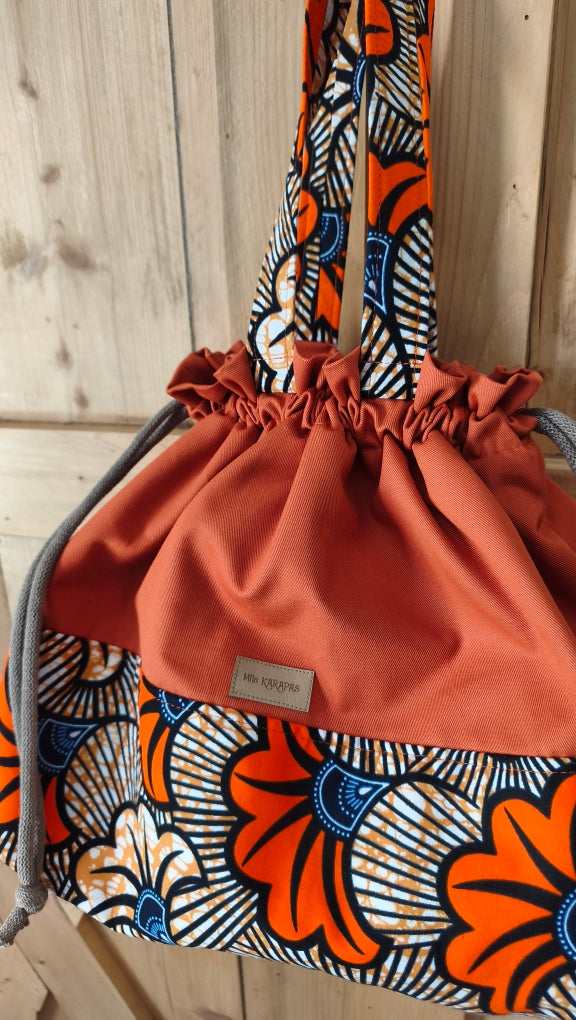 Maxi sac pochon terracotta Mlle Karapas