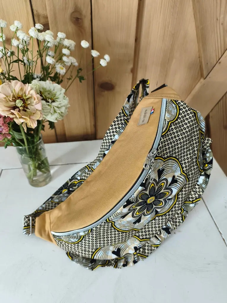 Sac banane en toile de coton et wax Mlle Karapas