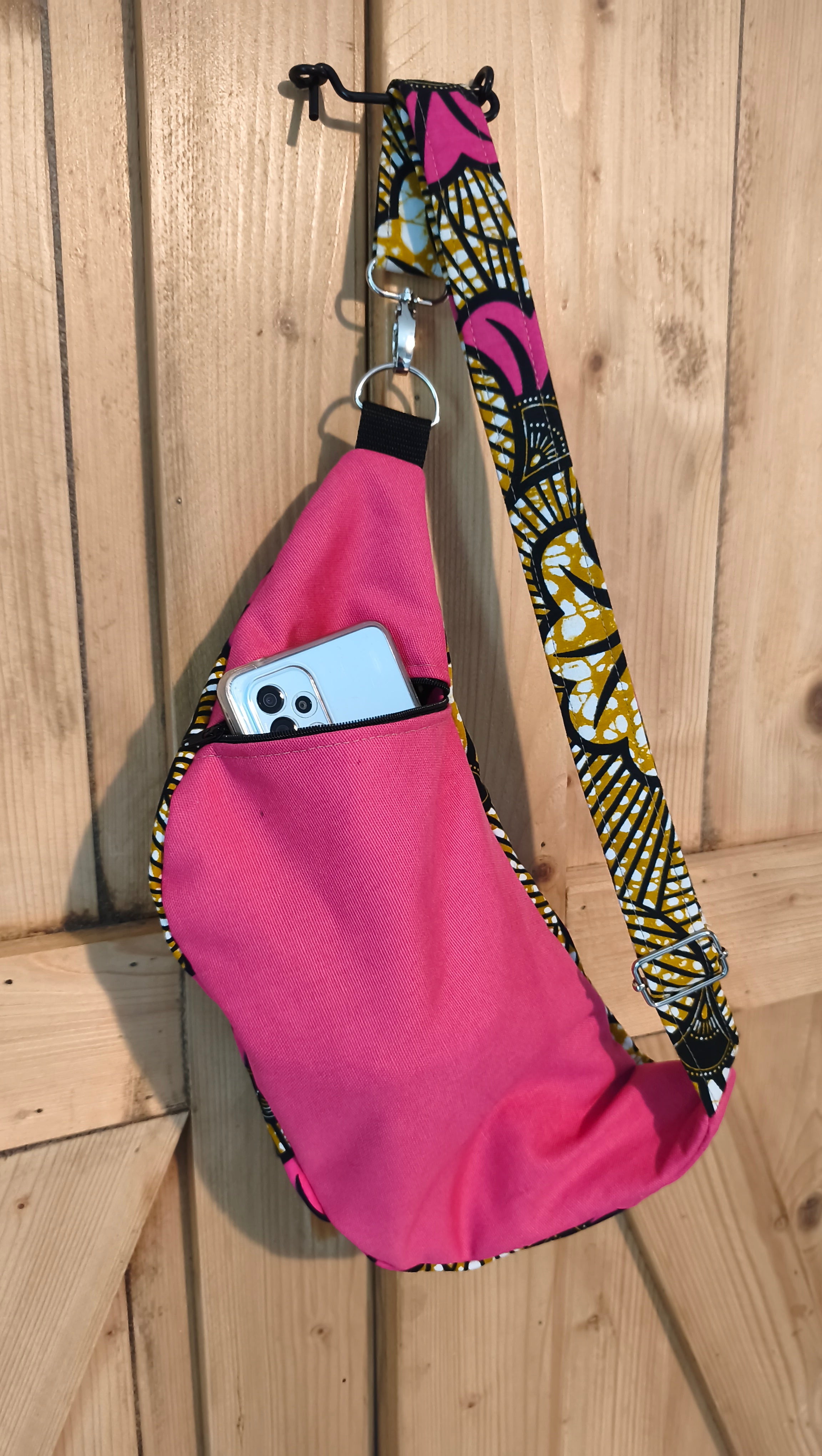 Sac banane en toile de coton terracotta et wax – Fait main – Mlle Karapas (Copie) Mlle Karapas