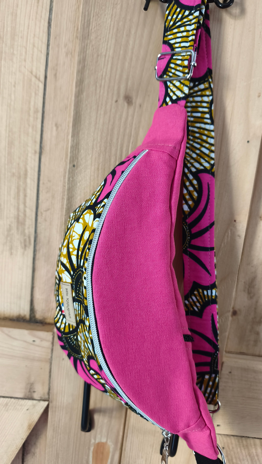 Sac banane en toile de coton et wax hibiscus– Petit modèle – Mlle Karapas Mlle Karapas