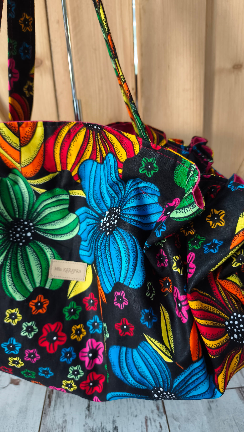 Sac KOTOKU réversible wax et coton rose– Fait main – Mlle Karapas Mlle Karapas