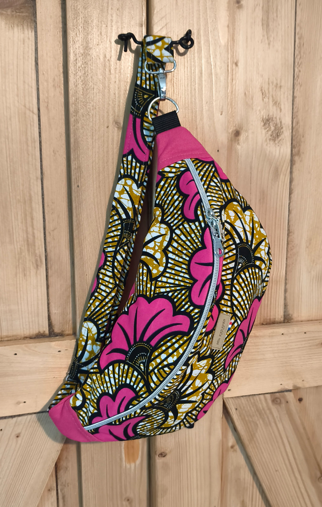 Sac banane en toile de coton terracotta et wax – Fait main – Mlle Karapas (Copie) Mlle Karapas